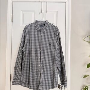 Chaps Men's Checkered Black and White Shirt XLT